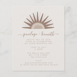 Budget Simple Boho Sun Taupe Wedding Invite