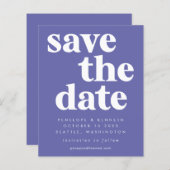 Budget Simple Bold Paars Save the Date Kaart (Voorkant / Achterkant)