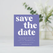 Budget Simple Bold Paars Save the Date Kaart (Staand voorkant)