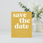 Budget Simple Bold Yellow Save the Date Kaart (Staand voorkant)