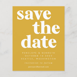 Budget Simple Bold Yellow Save the Date Kaart