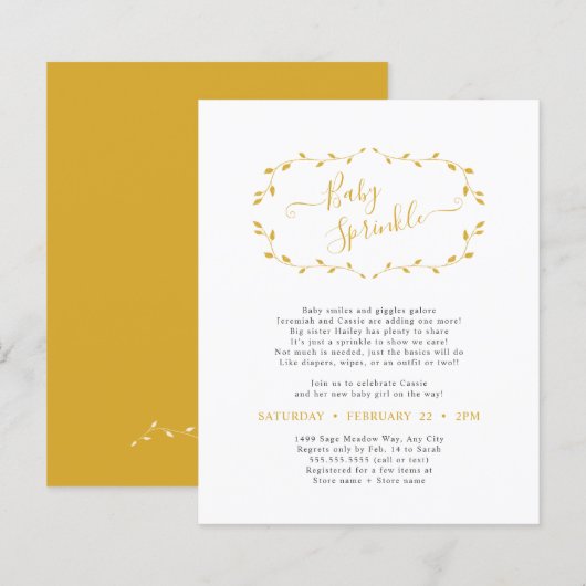 Budget Simple Botanical Baby Sprinkle PAPER (Voorkant / Achterkant)