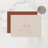 Budget Simple Botanical Line Art Boho RSVP-kaart Notitiekaartje (Voorkant / Achterkant in situ)
