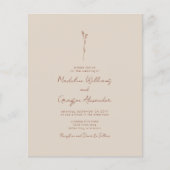 BUDGET Simple Botanical Line Art Weddenschap Invit (Voorkant)