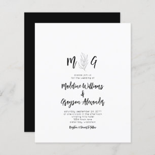 Budget Simple Botanical Script Monogram Weddenscha