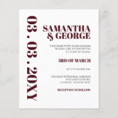 Budget Simple Burgundy Moderne Wedding Invitation (Voorkant)
