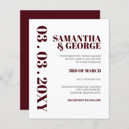 Budget Simple Burgundy Moderne Wedding Invitation