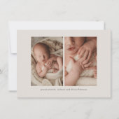 Budget Simple Calligraphy Baby Three Photo Birth Aankondiging (Achterkant)