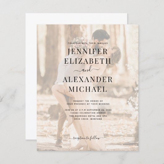 Budget Simple Calligraphy Photo All-in-One Weddens (Voorkant / Achterkant)