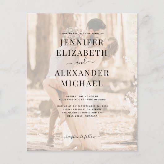 Budget Simple Calligraphy Photo All-in-One Weddens (Voorkant)