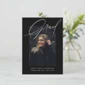 Budget Simple Calligraphy Three Photo Afstuderen Aankondiging (Staand voorkant)