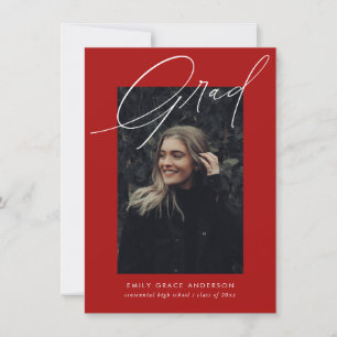 Budget Simple Calligraphy Three Photo Afstuderen Aankondiging
