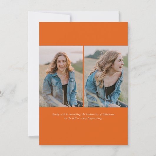 Budget Simple Calligraphy Three Photo Afstuderen Aankondiging (Achterkant)