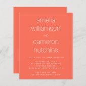 Budget Simple Chic Oranje Coral Wedding Invite (Voorkant / Achterkant)