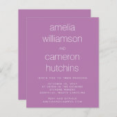 Budget Simple Chic Paars Wedding Invite (Voorkant / Achterkant)