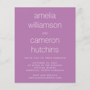 Budget Simple Chic Paars Wedding Invite