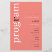 BUDGET Simple Coral Roos Pink Text Weddenprogramma (Voorkant)