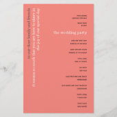 BUDGET Simple Coral Roos Pink Text Weddenprogramma (Achterkant)