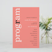 BUDGET Simple Coral Roos Pink Text Weddenprogramma (Staand voorkant)