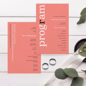 BUDGET Simple Coral Roos Pink Text Weddenprogramma