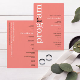 BUDGET Simple Coral Roos Pink Text Weddenprogramma