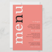 BUDGET Simple Coral Roos Typography Weddenemenu (Voorkant)