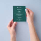 Budget Simple Dark Blauwgroen Weddenschap Menu (Hand)