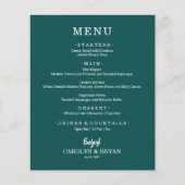Budget Simple Dark Blauwgroen Weddenschap Menu (Voorkant)