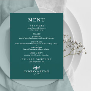 Budget Simple Dark Blauwgroen Weddenschap Menu