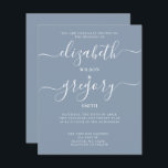 Budget Simple Dusty Blue Modern Wedding Invitation<br><div class="desc">Eenvoudige budgettaire puistjes blauwe elegante moderne kalligrafie-bruiloft</div>
