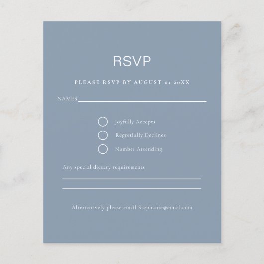 Budget Simple Dusty Blue RSVP-kaart (Voorkant)