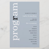 BUDGET Simple Dusty Blue Text Weddenprogramma (Voorkant)