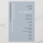 BUDGET Simple Dusty Blue Text Weddenprogramma (Achterkant)
