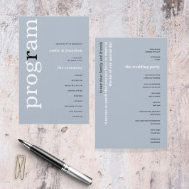 BUDGET Simple Dusty Blue Text Weddenprogramma