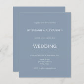 Budget Simple Dusty Blue Wedding Invitation (Voorkant / Achterkant)
