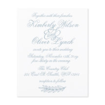 Budget Simple Dusty Blue Wedding Invitation