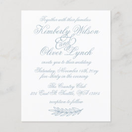 Budget Simple Dusty Blue Wedding Invitation