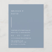 Budget Simple Dusty Blue Wedding Invitation (Voorkant)