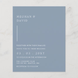 Budget Simple Dusty Blue Wedding Invitation