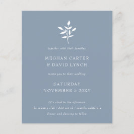 Budget Simple Dusty Blue Wedding Invitation