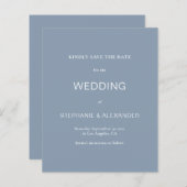 Budget Simple Dusty Blue Wedding Save the Date (Voorkant / Achterkant)