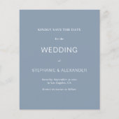 Budget Simple Dusty Blue Wedding Save the Date (Voorkant)