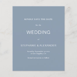 Budget Simple Dusty Blue Wedding Save the Date