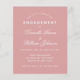 Budget Simple Dusty Roos Verloving Invitation