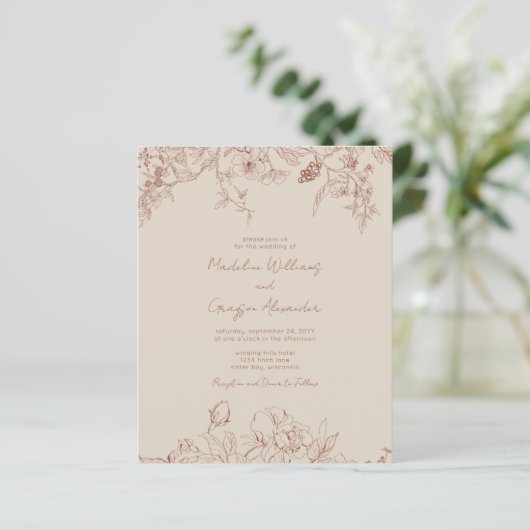 Budget Simple Elegance Boho Wedding Invitation (Staand voorkant)