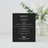 Budget Simple Elegant Black Weduwmenu (Staand voorkant)