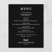 Budget Simple Elegant Black Weduwmenu (Voorkant)