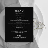 Budget Simple Elegant Black Weduwmenu Flyer