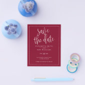 Budget Simple Elegant Burgundy Red Save the Date Flyer (Enkel)