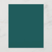 Budget Simple Elegant Dark Blauwgroen WeddenMenu (Achterkant)